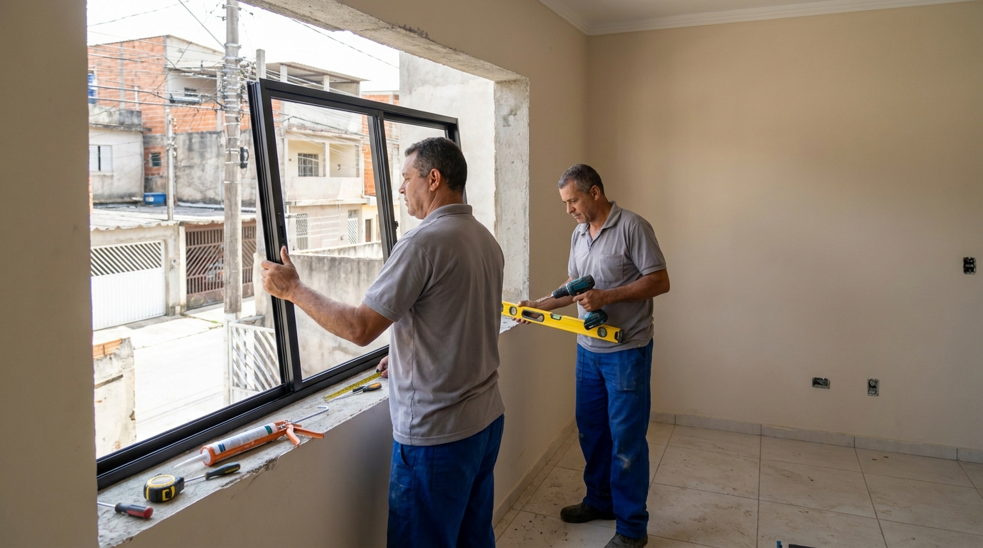 Esquadria de alumínio com vista para rua em Atibaia-SP
